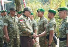 Menhan RI Kunjungi Yonif TP 942/AW, Tegaskan Prajurit TNI Harus Menjadi Kekuatan yang Dicintai Rakyat